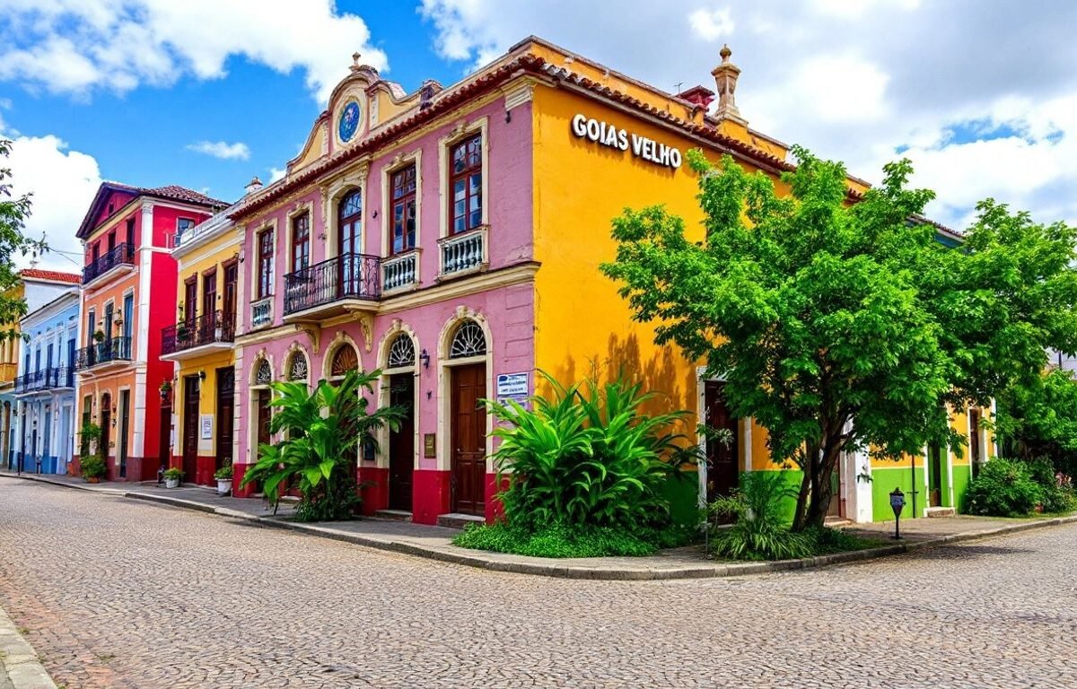 Arquitetura colonial e ruas de Goiás Velho.