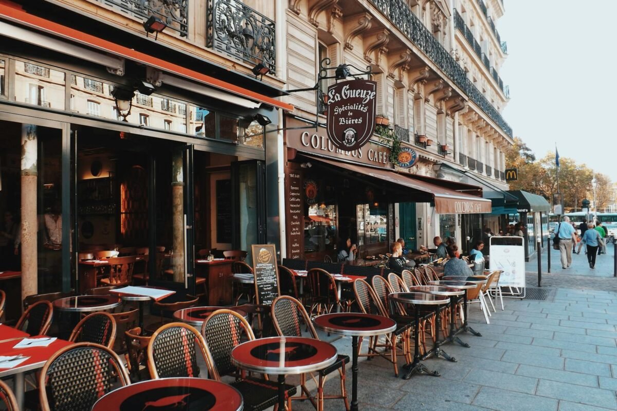 tables and chairs outside a restaurant