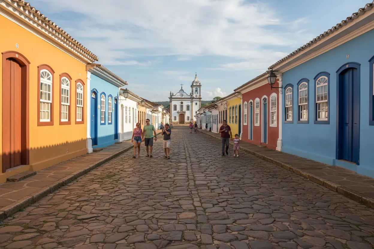 Rua de pedra em Tiradentes, cidade histórica mineira.