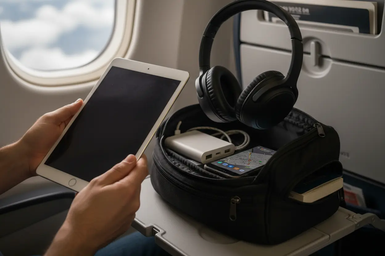 Eletrônicos essenciais para sua mala de mão.