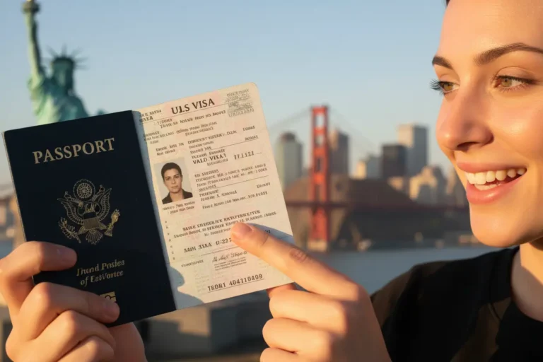 Passaporte com visto americano aprovado, pronto para viajar.