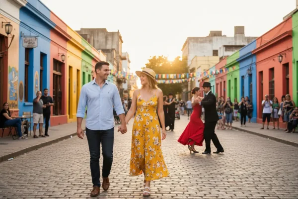 O que fazer em Buenos Aires: Casal no Caminito