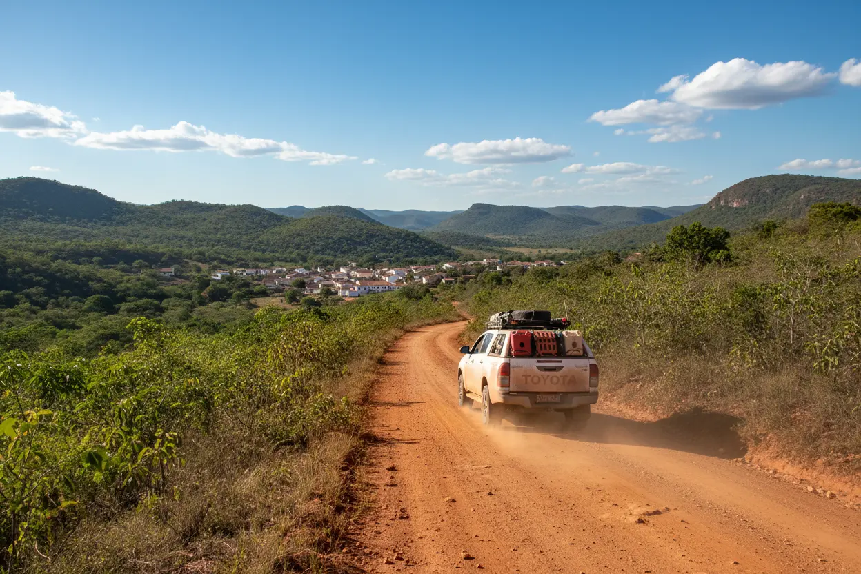 Estradas da Chapada Diamantina Veículo 4x4 em estrada da Chapada Diamantina