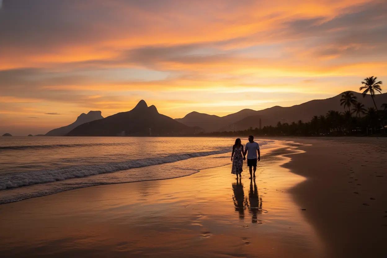 Melhores praias de Santa Catarina, casal no pôr do sol
