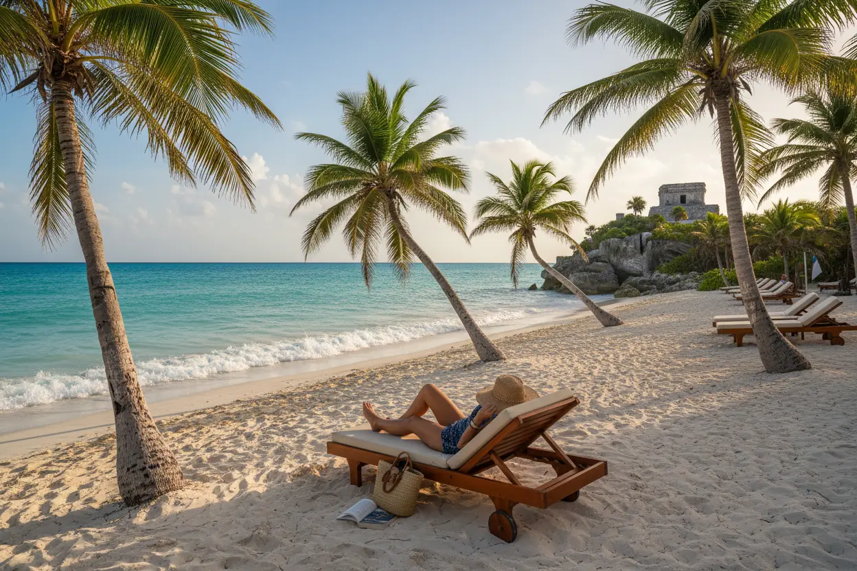 Praia de Tulum no roteiro pelo México Cancún e Riviera Maya