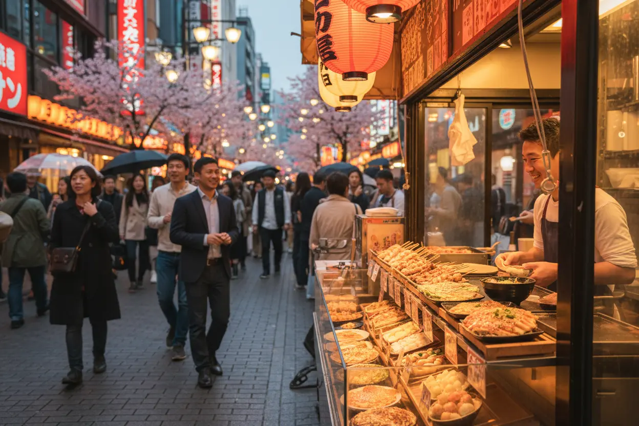 Comida de rua japonesa em Tóquio