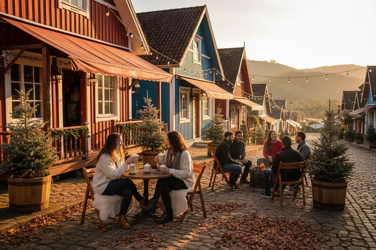 Rua charmosa em Penedo, um dos destinos nacionais com arquitetura europeia