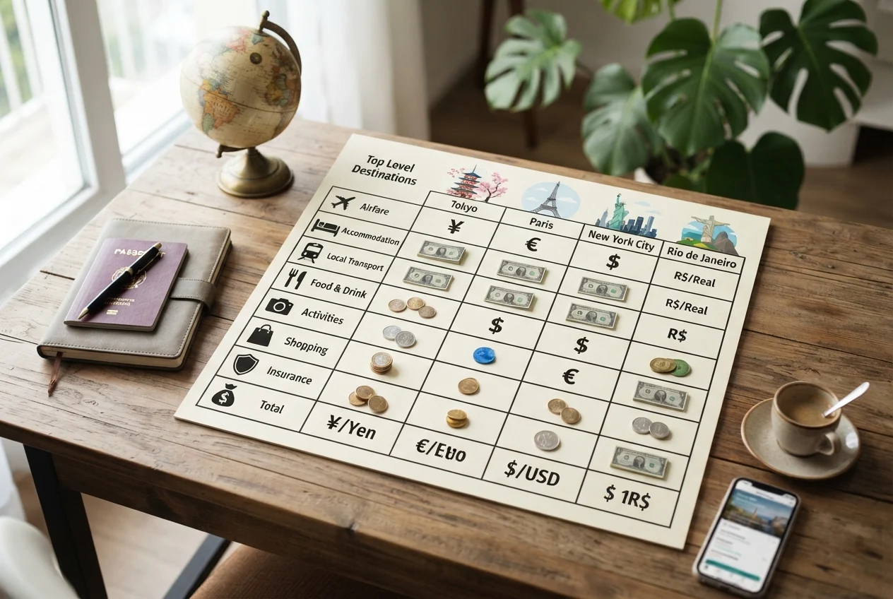 Tabela comparativa de custos para sua viagem | Dicas de Viagens Tabela comparativa de custos para sua viagem